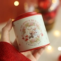 Mini Bunny Lulu cylindrical tin gift box with rabbit illustration in cream and red - Bunny Heart Gift Box