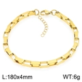 Bracciale a maglie rettangolari in acciaio inossidabile placcato oro 18K con moschettone - Bracciale a Maglie Rettangolari Oro (KB203718-Z)