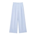 Détail d'un pantalon large bleu clair à taille haute avec une coupe fluide élégante - XS / Pantalon Bleu Clair