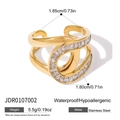 Anillo cruzado de acero inoxidable dorado con circonitas de corte baguette - Estilo Hueco Cruzado Dorado (JDR0107002)