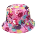 Omkeerbare katoenen zonnehoed met kleurrijke graffiti-print en roze hartjespatronen - Eén maat / Roze (Abstracte Print)