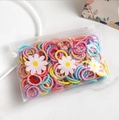 Mini colorful knitted hair ties in transparent zipper bag for baby and kids - Vibrant Color Spiral 100pcs