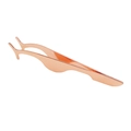 Professional rose gold stainless steel false eyelash applicator with curved grip - Rose Gold Tweezers