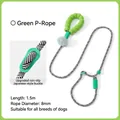 Green 1.5m bubble cotton dog P-rope with foam handle and plush ball decoration - 1.5m / Green With Pom Pom
