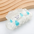 Molla per capelli a forma di nuvola bianca con gocce blu e un motivo a sorriso - Nuvola Goccia di Pioggia