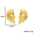 Französische Vintage Sonnen-Ohrringe aus goldenem Titanstahl mit kunstvollem Design - ER-1647 (Sonnenstrahl-Form)