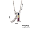 Detail of silver A-letter pendant with colorful stones and 40+5cm chain specs - Letter A Style (N00445-22)
