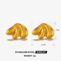 Gold stainless steel irregular heart stud earrings with size and weight dimensions - Irregular Heart Geometric Studs