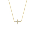 Elegante collana in argento S925 dorato con ciondolo a croce e zirconi su sfondo bianco - Oro 18K - Collana