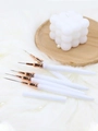 Σετ 5 επαγγελματικών πινέλων nail art με λευκές λαβές και ροζ χρυσούς δακτυλίους - Σετ 5 Πινέλων Γραμμής / Λευκό