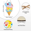 Wooden ice cream hanging sign with Happy Summer letters and jute rope for wall decor - Happy Summer Ice Cream Style (Y24Y50940_Q) / Thickened Version