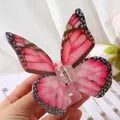 Pinza de pelo de mariposa estilo francés con alas rosas y muelle de metal - Estilo H650 / Rosa Suave