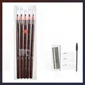 5-piece set of red-brown peel-off eyebrow pencils with a complete eyebrow grooming kit - 5pcs Set (Inc. Knife/Card/Brush) / 15# Red Brown