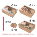 Christmas Kraft paper cookie boxes with PVC window, twine, and tags set for holiday gifting - Gingerbread Box 9 Pcs/Pack