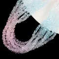 Multilayer gradient light blue to purple crystal stone beaded necklace accessory - Light Pink Light Blue