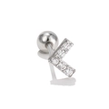 Polished silver letter K stud earring featuring sparkling clear cubic zirconia stones - Letter K / White Gold