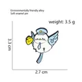 Cartoon pilot bird enamel pin in white and blue, size 3.3 cm x 2.7 cm for jackets - Pilot Bird