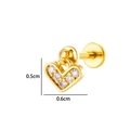 Elegant gold-plated heart labret stud featuring micro-pave zircons and 0.6cm width - Hollow Heart (2635-6) / Gold