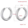Detail view of 24mm silver hoop earrings with size specifications and weight info - Large / White Gold
