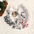 Set di 21 decorazioni natalizie grigie e bianche con renne di feltro e bambole di peluche morbido - Set da 21 pezzi / Grigio Set