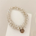 Élastique à cheveux fait main avec perles de cristal claires et breloque argentée - Blanc Cristal Perles