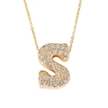 Sparkling gold necklace with initial S pendant paved in micro-set cubic zirconia stones - Letter S / Gold