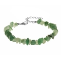 Natural green stone chip bracelet with adjustable silver lobster clasp and tail chain - Aventurine Jade