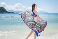 Bohemian style summer beach shawl with ethnic patterns in red and blue colors - Style 12-Ethnic Blue Black / 180cm