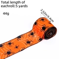 5 yards of orange Halloween ribbon with spider and web prints for DIY party decor - Orange Spider Style
