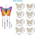 Easter wooden wind chime kit for kids with butterfly crafts and metal tubes size details - 8Pcs Butterfly Wood Chip Kit