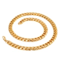 Heavy 18K gold-plated Cuban link chain necklace with secure lobster clasp for men - 10mm Width x 660mm Length (Necklace)