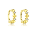 Fashionable gold 925 sterling silver geometric rhombus hoop earrings with small diamonds - 925 Silver / Gold Style (MME1142-2)