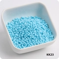 Light blue 3mm glass seed beads in a white ceramic bowl for DIY jewelry making - KK23 Aqua Blue