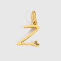 Pendentif lettre Z en acier titane doré poli avec détail cœur pour collier DIY - Lettre Z