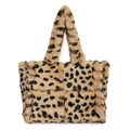 Sac fourre-tout en peluche léopard avec design à carreaux en fausse fourrure douce - Kaki