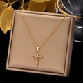 Gold - Colorful Gemstone Cross (0256MX)