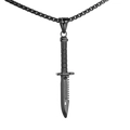 Collar de acero inoxidable para hombre con colgante de daga táctica negra sobre blanco - Negro