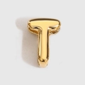 Polished gold retro bubble letter T pendant charm for DIY jewelry making and necklaces - Letter T / Gold