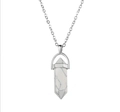 White turquoise hexagonal prism stone pendant necklace with silver chain for women - White Turquoise With Chain