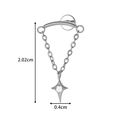 Silver G23 titanium bow chain earring with star pendant and zircon measuring 2.02cm - Four-Pointed Star / Silver