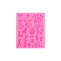 Pink crown bow and heart silicone mold for DIY fondant and resin clay craft decorations - No. 1 (15-80) / Pink
