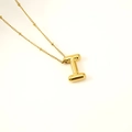 3D balloon letter I pendant necklace in 18K gold finish with beaded chain detail - Letter I(S-P062-I)