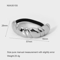 Detail view of silver twisted metal ponytail holder with dimensions and weight info - Silver Large Twisted (NXA3015S)