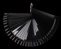 Black fan-shaped nail swatches connected by a metal ring for display and practice - Ring Decor Style / Black