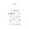 Infant wooden crib mobile with orange plush flowers and pink pom poms, 47cm height - Orange Flower Mobile