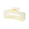 Detailed view of cream matte rectangle hair claw clip with strong metal spring mechanism - #24 Matte Jelly Yellow