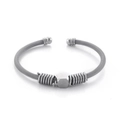 Industrial C-shaped stainless steel mesh bracelet with hexagonal nut and spring coil detail - Steel Color (KB146913-KLHQ)