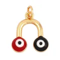 U-shaped gold plated copper charm with red and black evil eye enamel for DIY jewelry - Gold Red Black Ball M916896-3