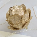 Elegant champagne gold glitter rose ornament for Christmas tree and festive decor - Champagne Petal Flower Ball 8cm