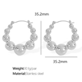 Sleek silver stainless steel teardrop hoop earrings with polished geometric finish - Silver